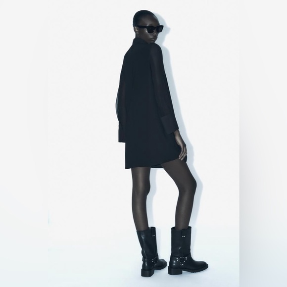 ZARA MIXED SEMI-SHEER MINI DRESS - Picture 3 of 9